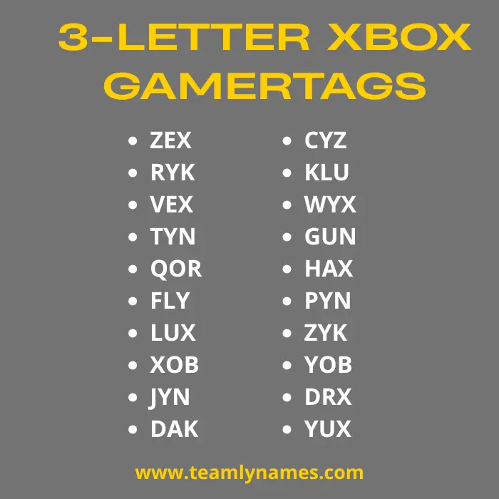 3-Letter Gamertags