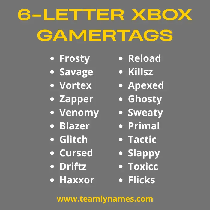 6-Letter Gamertags
