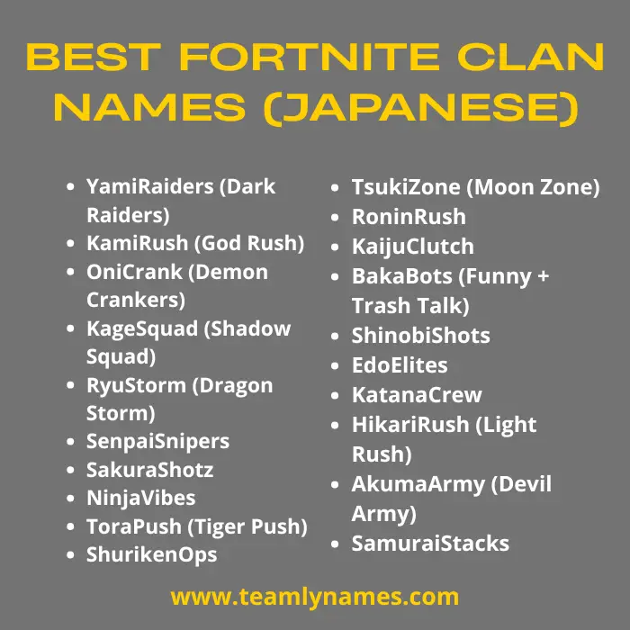 Fortnite Clan Names (Japanese)