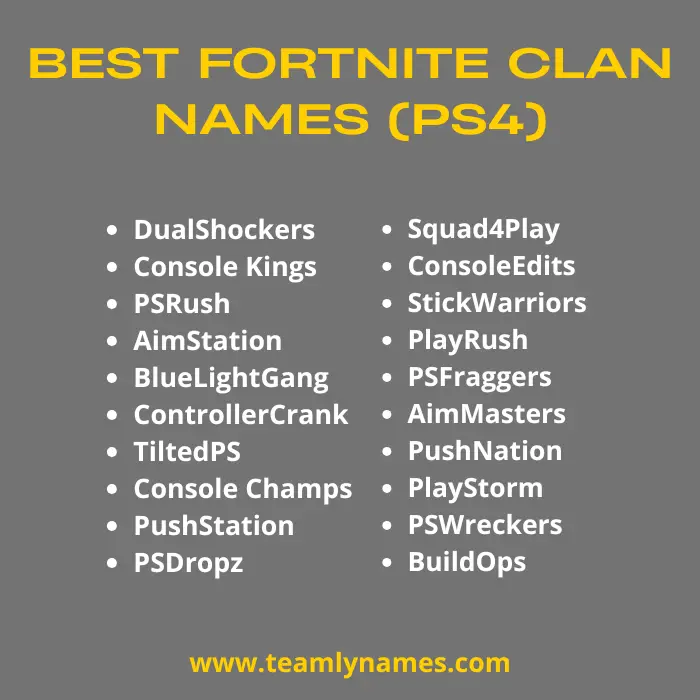 Best Fortnite Clan Names (PS4)