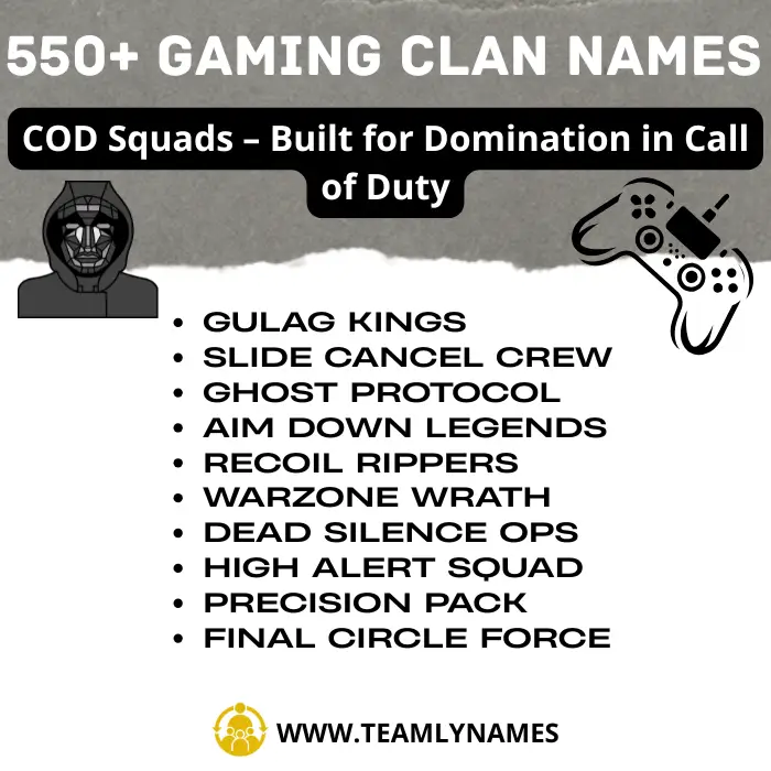 COD Squads – Built for Domination in Call of Duty -Gaming Clan Names 