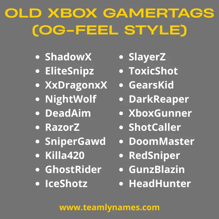 Old Xbox Gamertags 