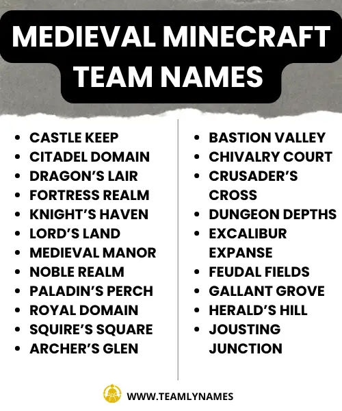 Medieval Minecraft team Name ideas