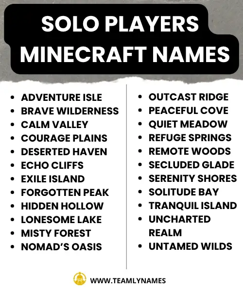 solo player Minecraft team Name ideas