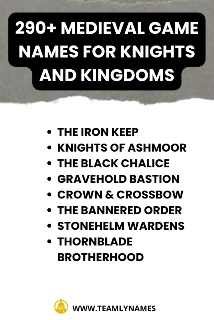 Medieval Game Names for Knights and Kingdoms